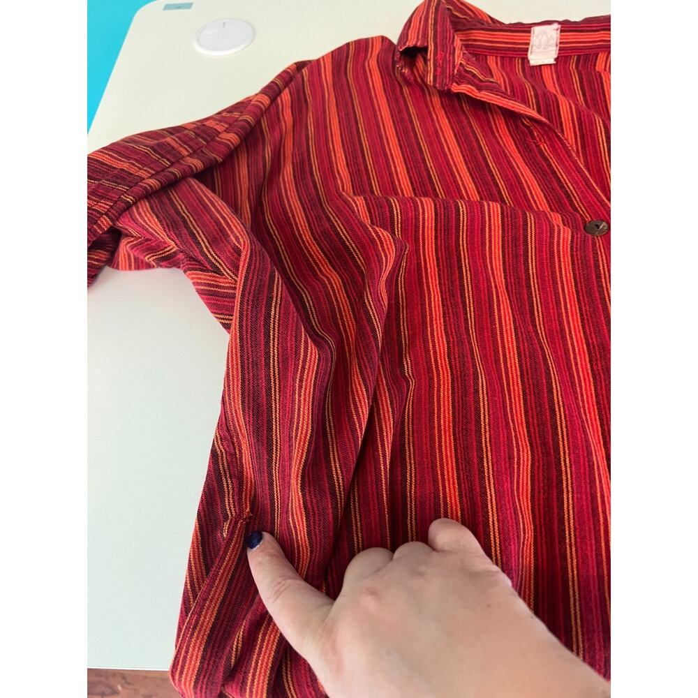 Boho Cotton Tunic Dress Nepal Striped Festival Lagenlook OS - Picture 6 of 9
